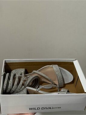 DIVA Lounge Silver Rhinestone Coil-Strap Heels